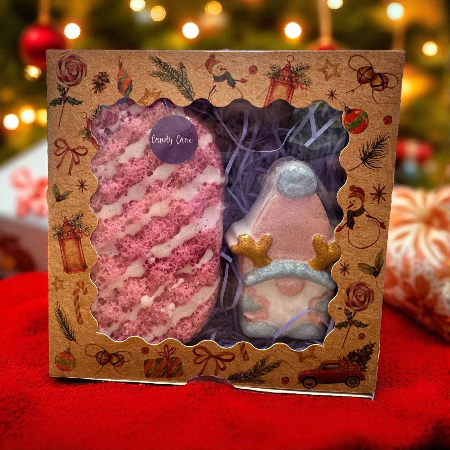 Candy Cane Sponge & Bath Bomb Gift Set