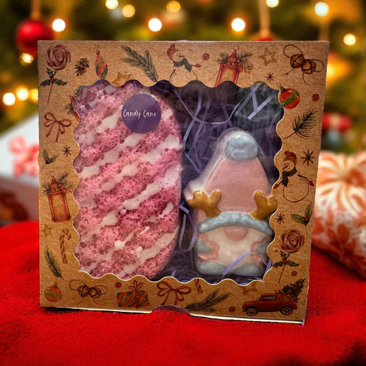 Candy Cane Sponge & Bath Bomb Gift Set