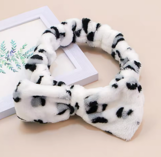 White Leopard Fluffy Headband  image 0