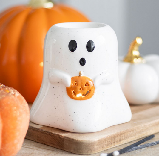 Ghost Shaped Wax Burner With Pumpkin